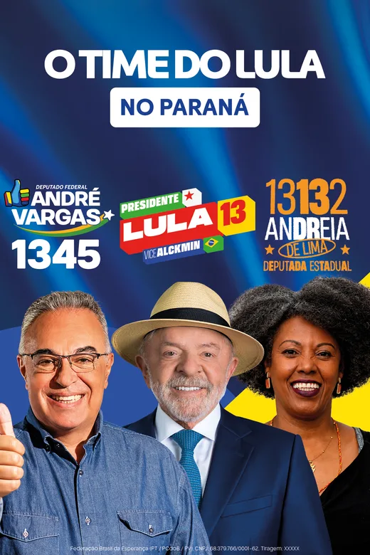 Santinho da dobradinha Andréia de Lima 13132 com André Vargas 1345 para deputado federal