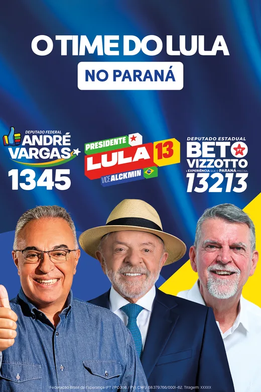 Santinho da dobradinha Beto Vizzotto 13213 com André Vargas 1345 para deputado federal