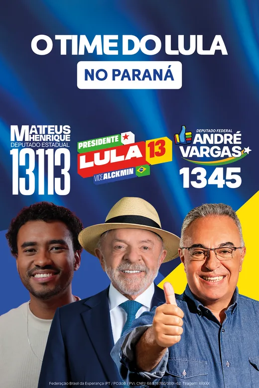 Santinho da dobradinha Matteus Henrique 13113 com André Vargas 1345 para deputado federal