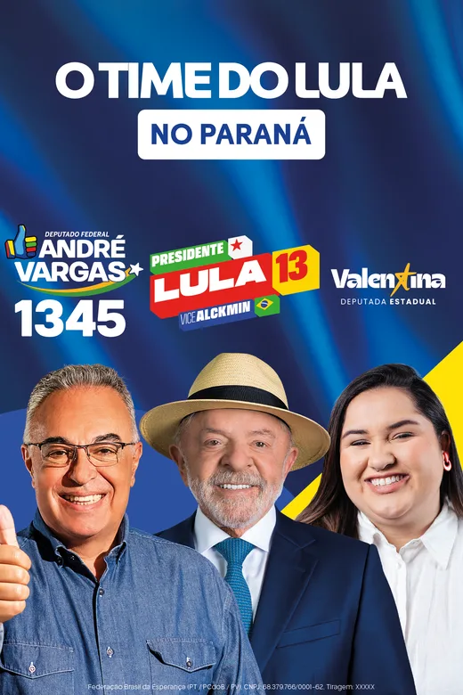 Santinho da dobradinha Valentina 13133 com André Vargas 1345 para deputado federal