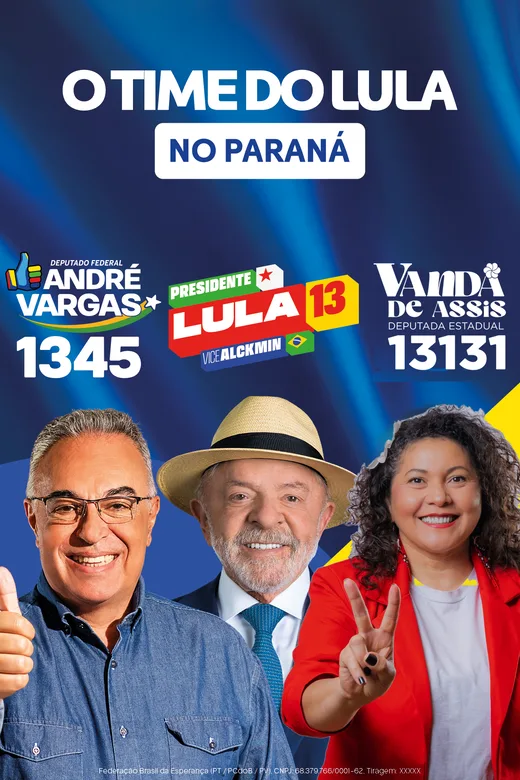 Santinho da dobradinha Vanda de Assis 13131 com André Vargas 1345 para deputado federal