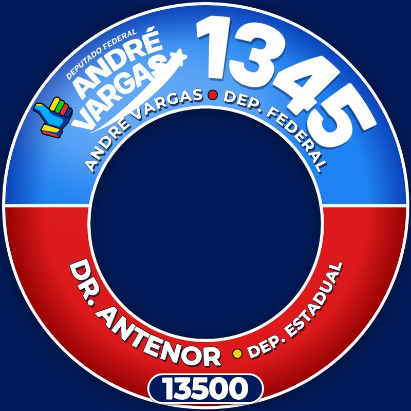 Moldura de foto de perfil com André Vargas 1345 e Dr. Antenor 13500