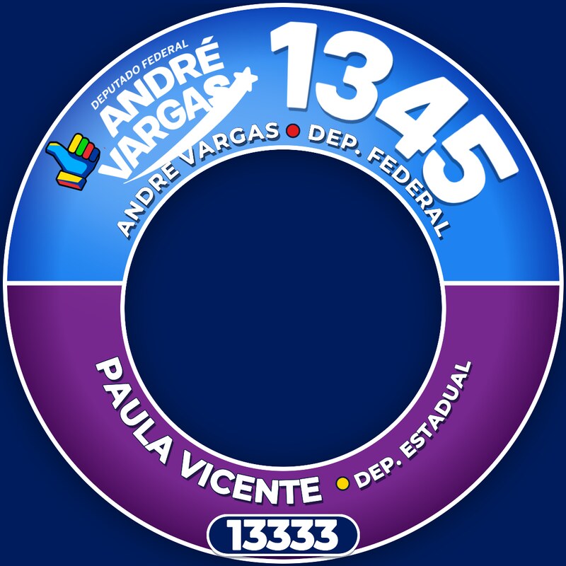 Moldura de foto de perfil com André Vargas 1345 e Paula Vicente 13333