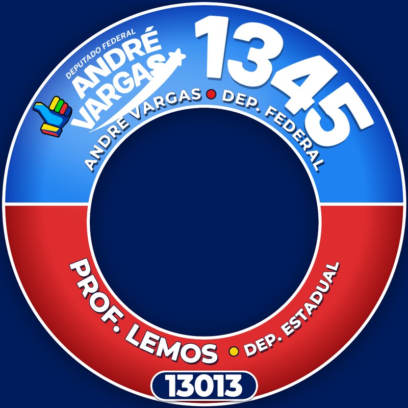 Moldura de foto de perfil com André Vargas 1345 e Prof. Lemos 13013